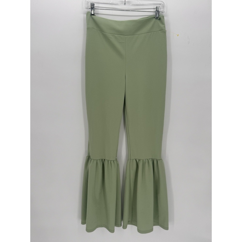Vintage Park Avenue Flair‎ Ruffle Pants Mint Green Mid Rise Size M Cottagecore